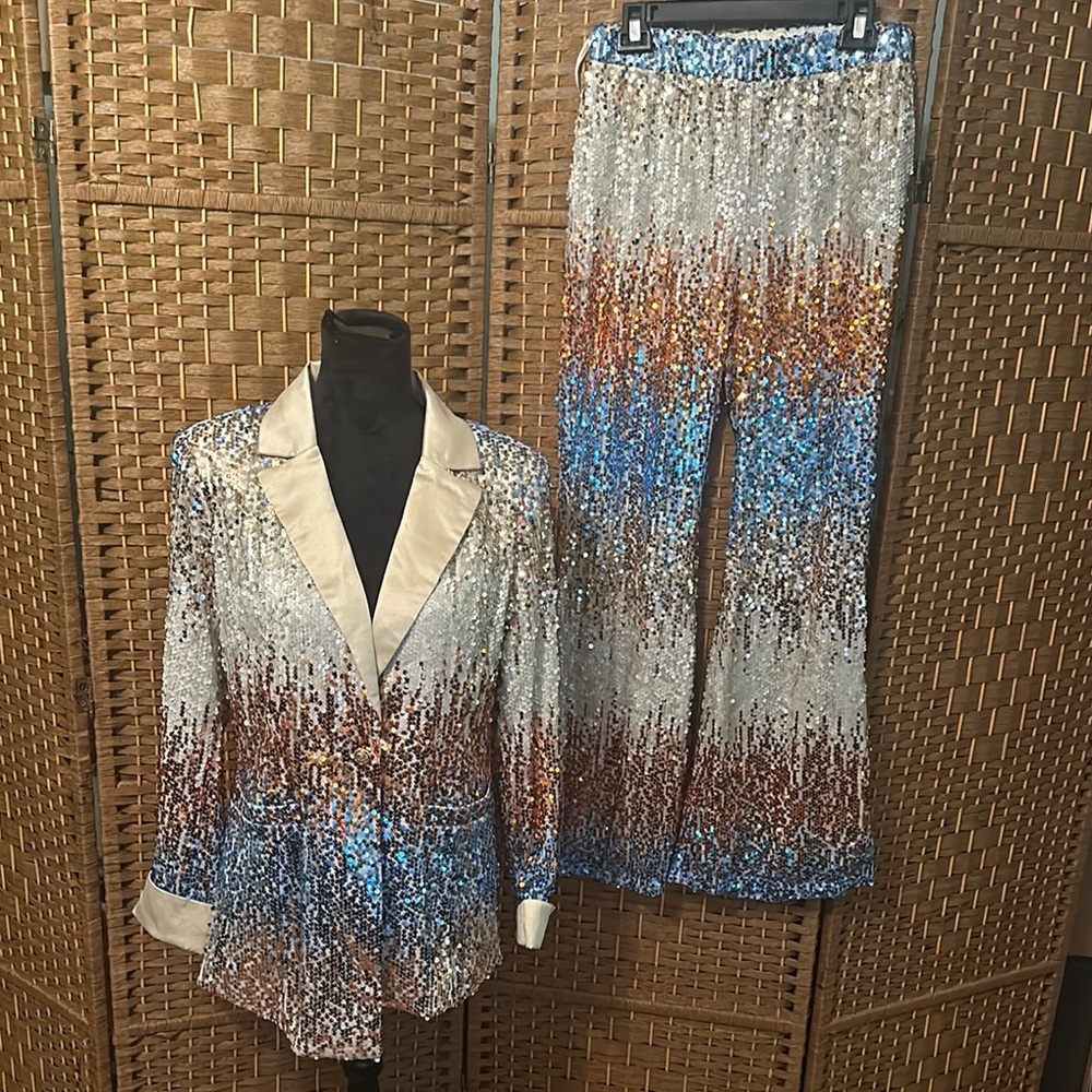 Sequin Blazer and Pants Set